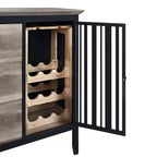 Meuble de cuisine et de salle à manger Zudora de 47 po fini chêne antique et noir sablé – Acme Furniture : cadre en métal, rangement divisé, bois composite
