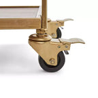 Desserte Hudson dorée - Adore Decor : Rangement roulant, 3 étagères, surface en bois d'hévéa, aucun assemblage requis