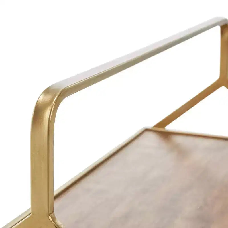 Desserte Hudson dorée - Adore Decor : Rangement roulant, 3 étagères, surface en bois d'hévéa, aucun assemblage requis