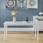 Buylateral – Ensemble repas 7 pièces Albury Cross Back blanc : Table rectangulaire moderne, 6 chaises en bois