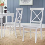 Buylateral – Ensemble repas 7 pièces Albury Cross Back blanc : Table rectangulaire moderne, 6 chaises en bois