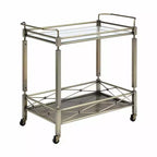 Acme Furniture Matiesen Bar Serving Cart Clear Glass Antique Gold Finish