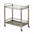 Chariot de service de bar Matiesen Acme Furniture, verre transparent et finition or antique