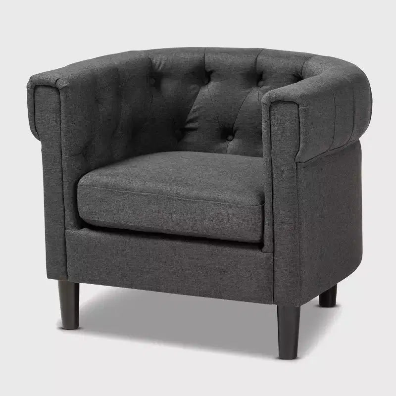 Fauteuil Chesterfield Bisset gris - Baxton Studio