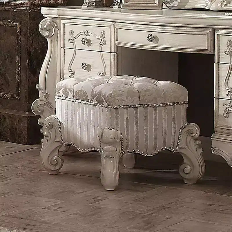 Acme Furniture Versailles Accent Chair Ivory Fabric/Bone White Finish