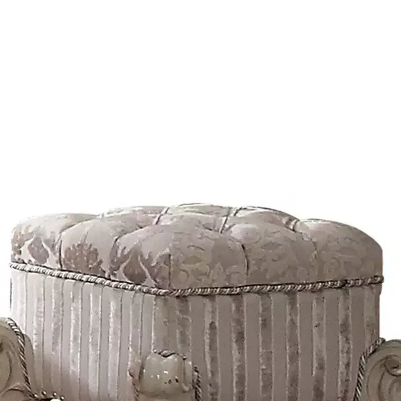 Fauteuil d'appoint Versailles Acme Furniture, tissu ivoire/finition blanc cassé