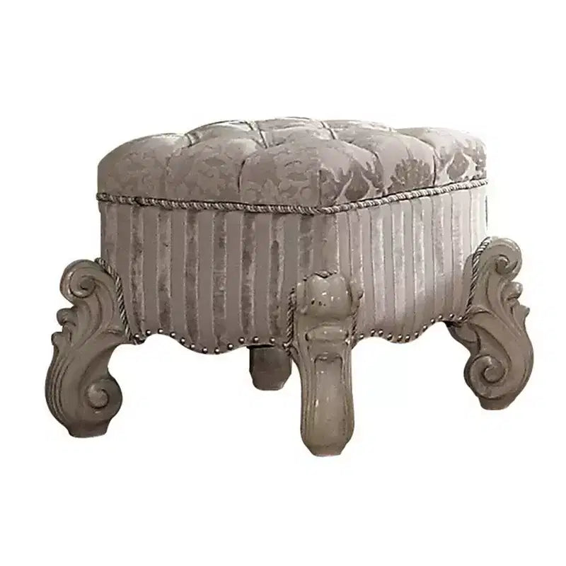 Fauteuil d'appoint Versailles Acme Furniture, tissu ivoire/finition blanc cassé