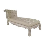 82" Dresden Chaise Lounge Leather Aire and Bone White Finish - Acme Furniture: Elegant Nailhead Trim, Wood Frame, Dry Dust Care