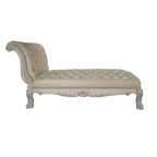 Chaise longue de Dresde 82" en similicuir et finition blanc cassé - Acme Furniture : garniture élégante à clous, cadre en bois, entretien par essuyage sec