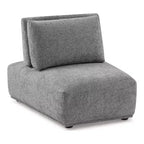 HOMES: Inside + Out Chaise sans accoudoirs trapézoïdale modulaire moderne Povoa en chenille avec dossier extensible Gris