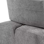 HOMES: Inside + Out Chaise sans accoudoirs trapézoïdale modulaire moderne Povoa en chenille avec dossier extensible Gris