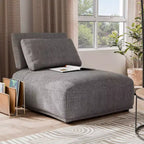 HOMES: Inside + Out Chaise sans accoudoirs trapézoïdale modulaire moderne Povoa en chenille avec dossier extensible Gris