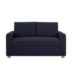 Serta Aurora Convertible Sofa Navy Woven: Lounger & Full Bed, Pocket Coil Cushions, Rubberwood Legs