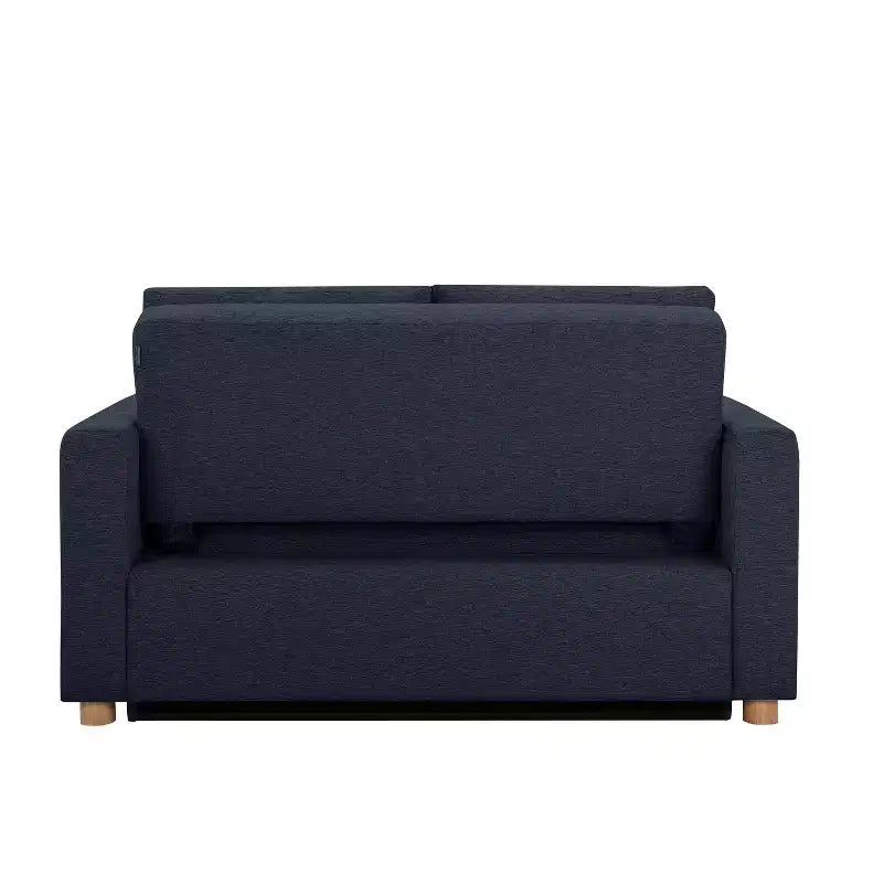Canapé convertible Serta Aurora Tissu bleu marine : méridienne et lit double, coussins à ressorts ensachés, pieds en bois d'hévéa