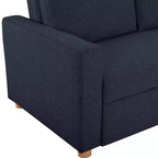 Canapé convertible Serta Aurora Tissu bleu marine : méridienne et lit double, coussins à ressorts ensachés, pieds en bois d'hévéa