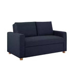 Canapé convertible Serta Aurora Tissu bleu marine : méridienne et lit double, coussins à ressorts ensachés, pieds en bois d'hévéa