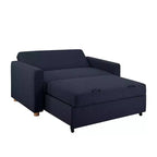 Canapé convertible Serta Aurora Tissu bleu marine : méridienne et lit double, coussins à ressorts ensachés, pieds en bois d'hévéa