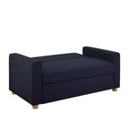 Canapé convertible Serta Aurora Tissu bleu marine : méridienne et lit double, coussins à ressorts ensachés, pieds en bois d'hévéa