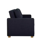Canapé convertible Serta Aurora Tissu bleu marine : méridienne et lit double, coussins à ressorts ensachés, pieds en bois d'hévéa