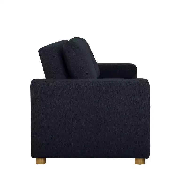 Canapé convertible Serta Aurora Tissu bleu marine : méridienne et lit double, coussins à ressorts ensachés, pieds en bois d'hévéa
