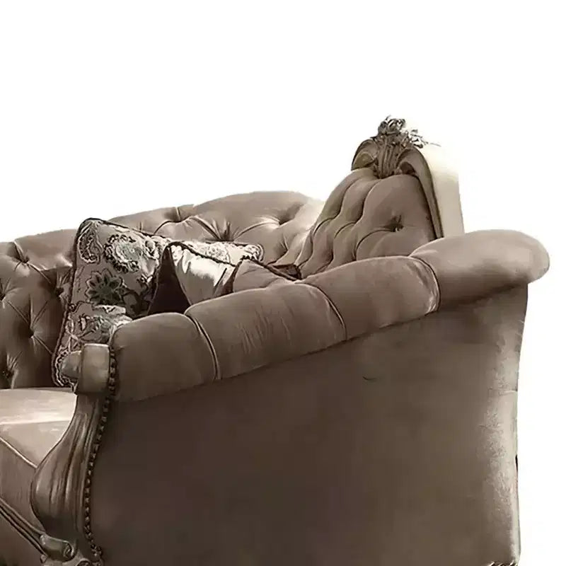Canapé Dresden Acme Furniture Velours Bone/Finition Patine Dorée