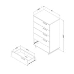 Commode 5 tiroirs Cavalleri de South Shore, chêne nordique : Rangement vertical, cadre en panneaux de particules, surface stratifiée