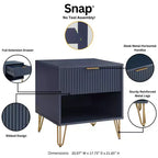 Manhattan Comfort Dumbo Table de chevet avec tiroir Bleu nuit : Rangement contemporain, Glissières en métal, Finition brillante