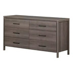 South Shore Tassio 5 Drawer Chest Weathered Oak: Modern Country Style, Metal Slides, 25 lb Capacity per Drawer