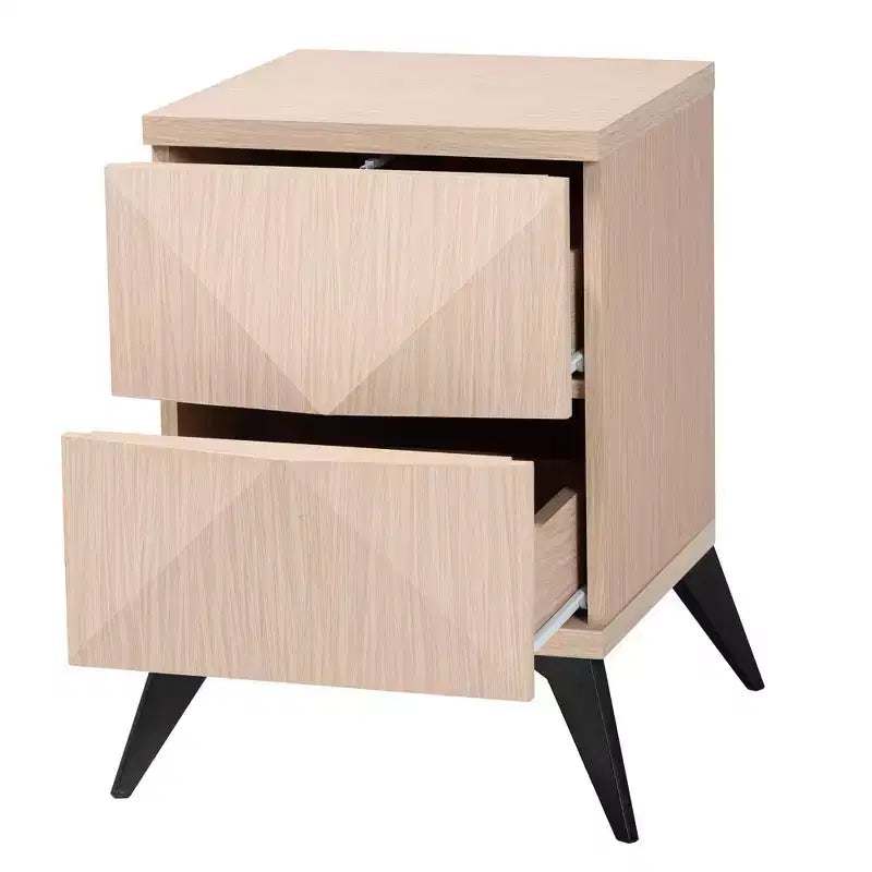 Table de chevet Baxton Studio Draper deux tons en bois avec 2 tiroirs : Milieu de siècle, Fermeture magnétique, Assemblage requis