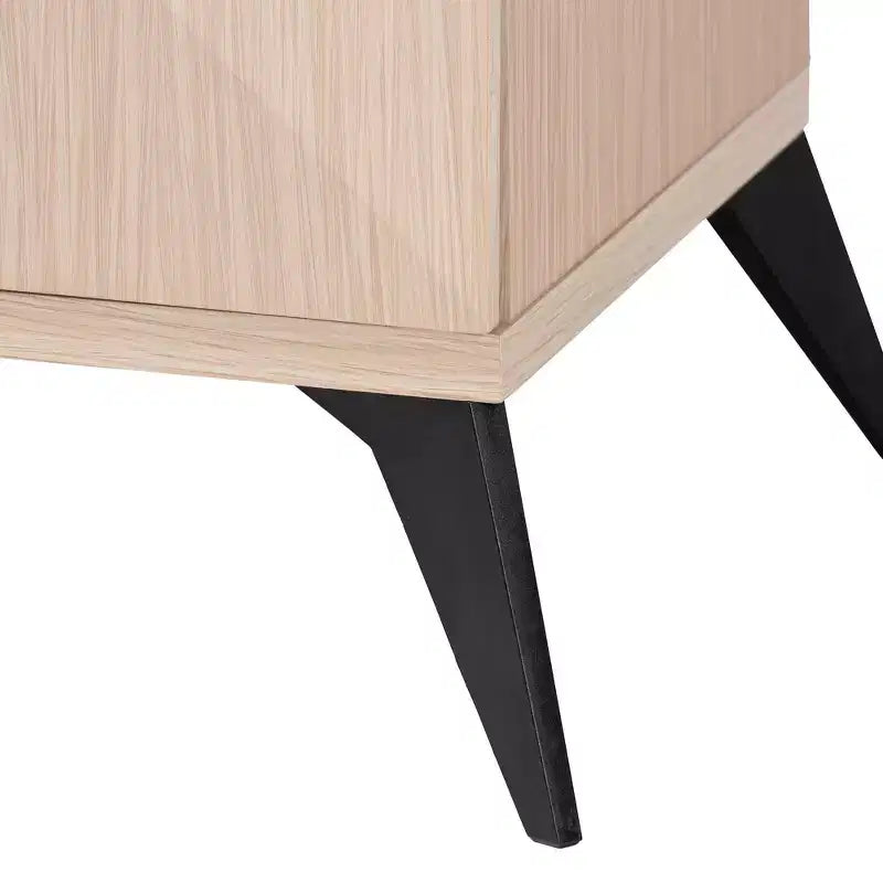Table de chevet Baxton Studio Draper deux tons en bois avec 2 tiroirs : Milieu de siècle, Fermeture magnétique, Assemblage requis