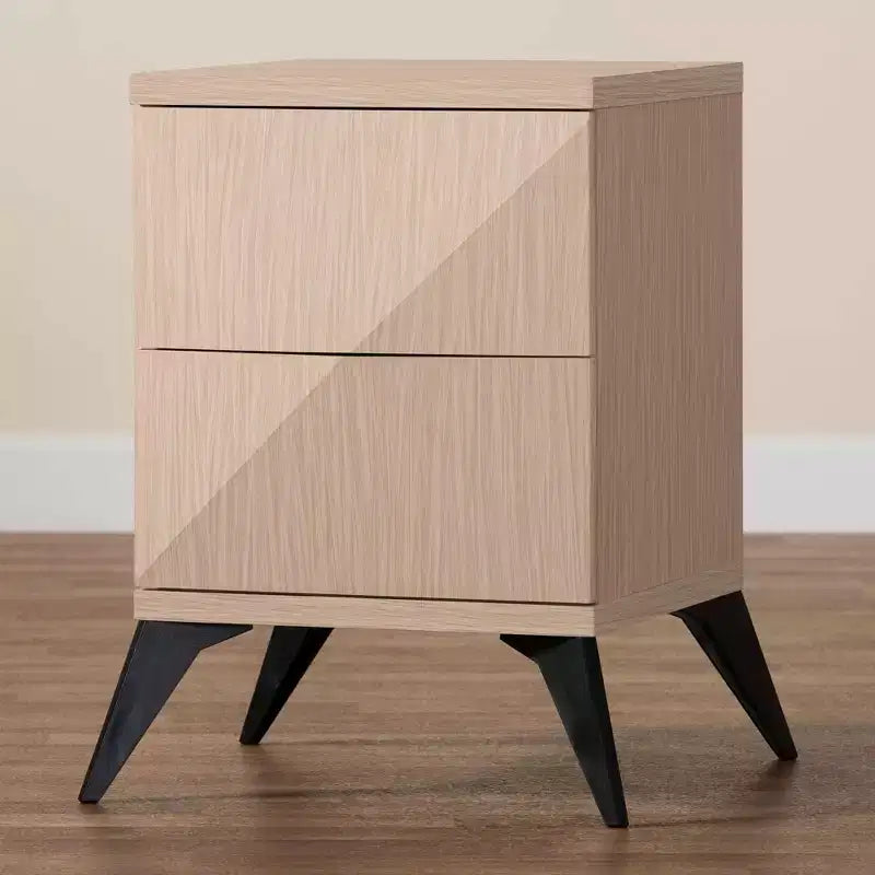 Table de chevet Baxton Studio Draper deux tons en bois avec 2 tiroirs : Milieu de siècle, Fermeture magnétique, Assemblage requis