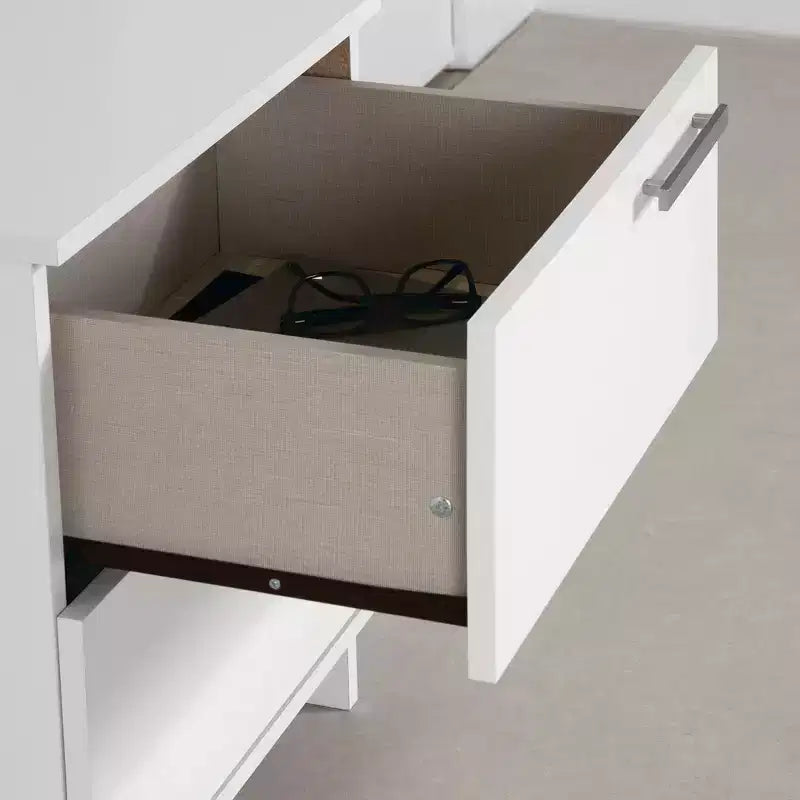 Table de chevet 2 tiroirs Cavalleri de South Shore, blanc pur