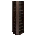 Prepac 4 Sided Spinning Media Storage - Espresso: Holds 1040 CDs, 476 DVDs, Mid-Century Modern Media Tower