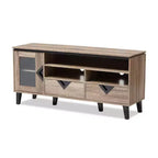Cardiff Modern and Contemporary Wood TV Stand for TVs up to 55" - Light Brown - Baxton Studio: Entertainment Center with Storage