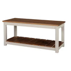 Banc Savannah ivoire avec plateau en bois naturel - Alaterre Furniture