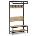 WyndenHall 40" Wide Hooper Solid Wood Industrial Entryway Hall Tree Bench Natural
