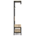 Banc d'entrée industriel en bois massif WyndenHall 40" de large avec porte-manteau naturel