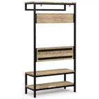 Banc d'entrée industriel en bois massif WyndenHall 40" de large avec porte-manteau naturel