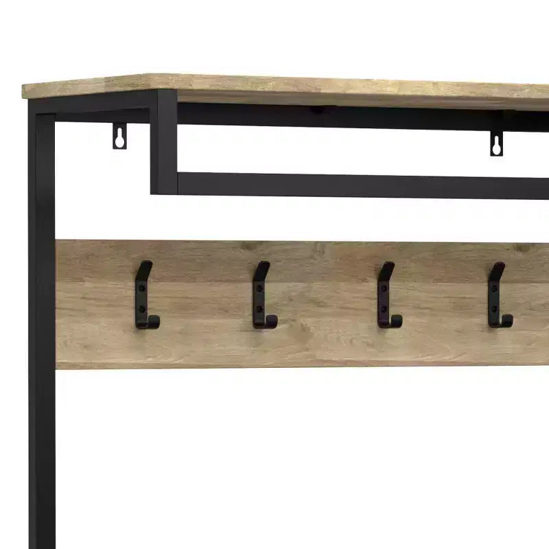 Banc d'entrée industriel en bois massif WyndenHall 40" de large avec porte-manteau naturel