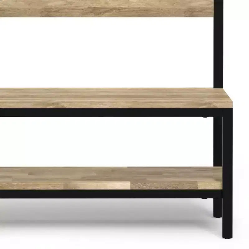 Banc d'entrée industriel en bois massif WyndenHall 40" de large avec porte-manteau naturel
