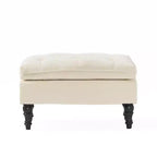 Pouffe Jeremy Tufted Crème Velours - Christopher Knight Home : Repose-pieds rembourré, cadre en bois dur, capacité de 90 kg