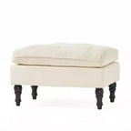 Pouffe Jeremy Tufted Crème Velours - Christopher Knight Home : Repose-pieds rembourré, cadre en bois dur, capacité de 90 kg