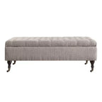 Banc de rangement capitonné Collette Lin - Adore Decor : Ottoman chic, Sièges rembourrés, Couvercle à charnière