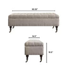 Banc de rangement capitonné Collette Lin - Adore Decor : Ottoman chic, Sièges rembourrés, Couvercle à charnière