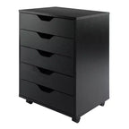 Halifax 5 Drawer Cabinet with Casters Black - Winsome