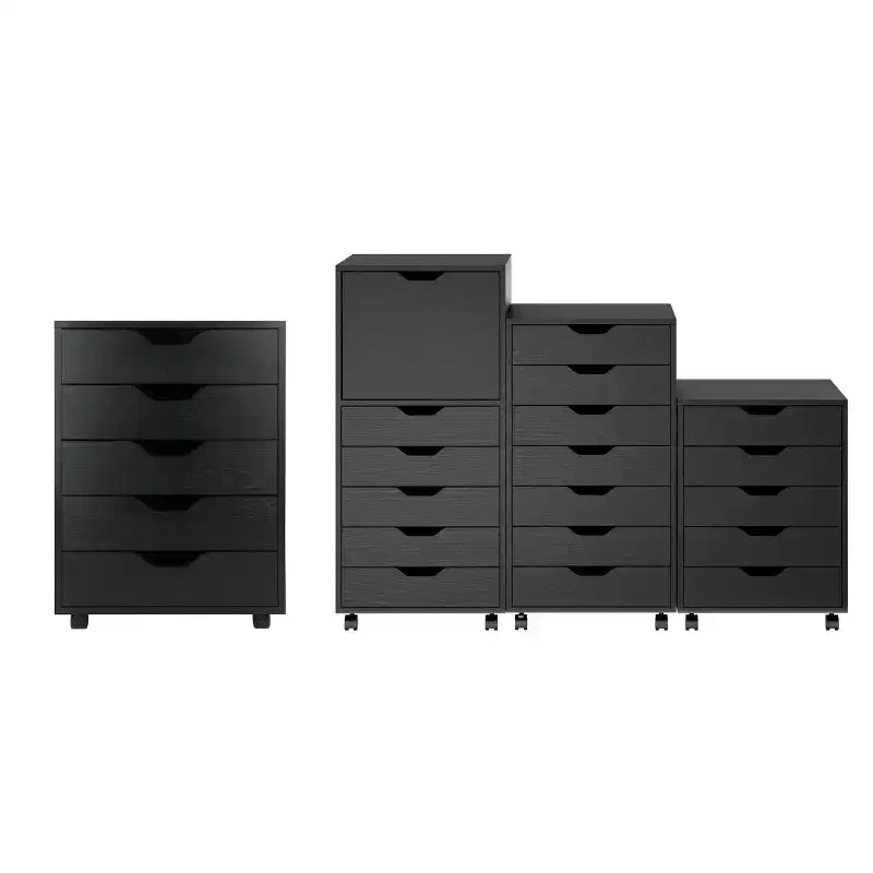 Armoire 5 tiroirs Halifax avec roulettes noire - Winsome