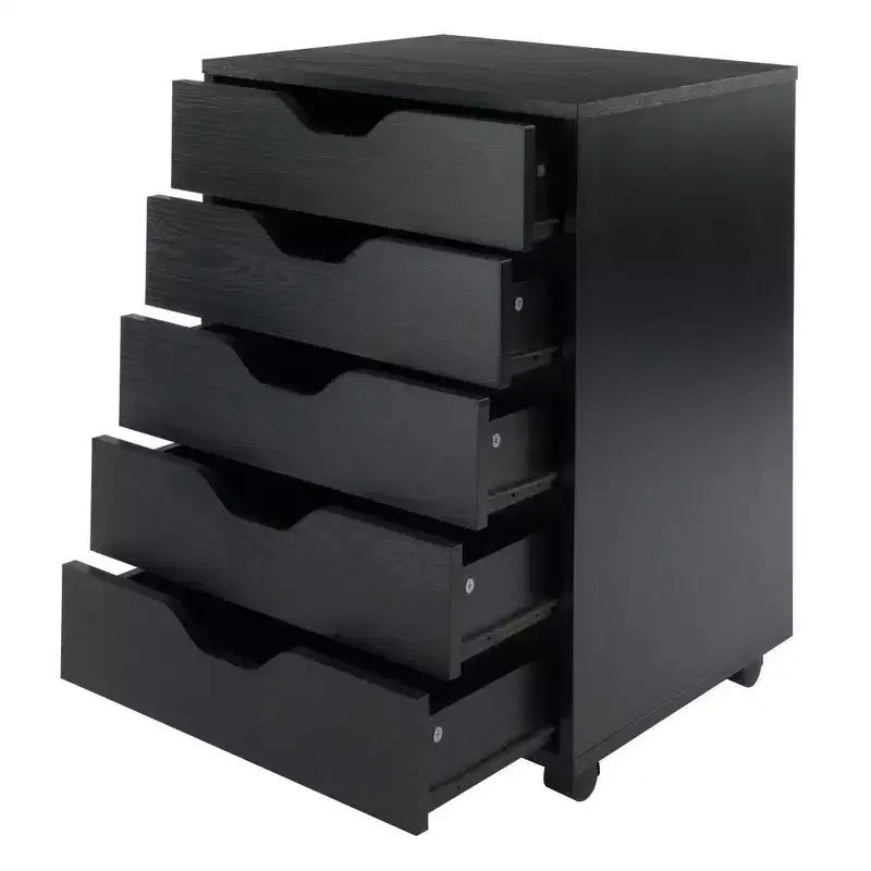 Armoire 5 tiroirs Halifax avec roulettes noire - Winsome
