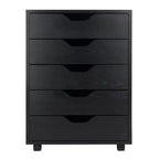 Armoire 5 tiroirs Halifax avec roulettes noire - Winsome
