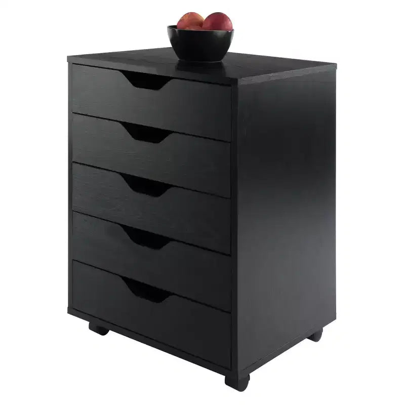 Armoire 5 tiroirs Halifax avec roulettes noire - Winsome