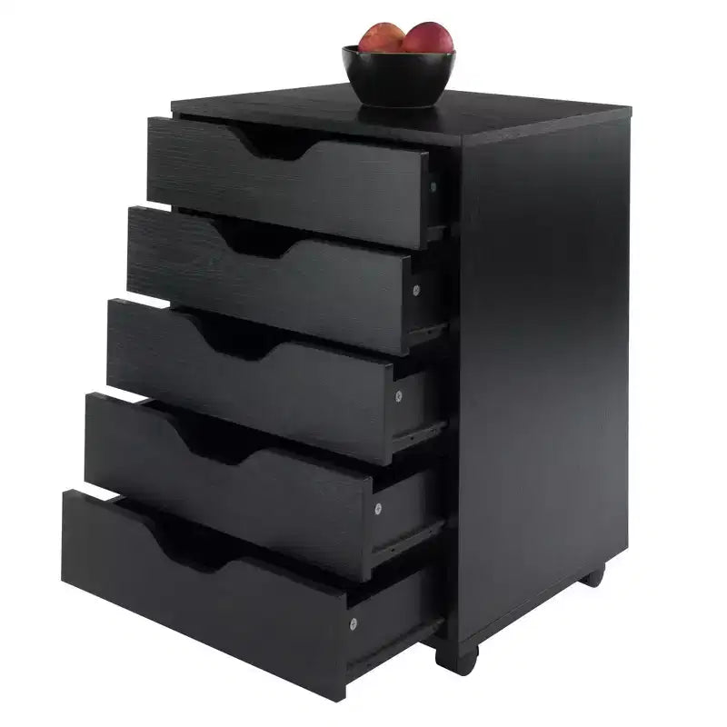 Armoire 5 tiroirs Halifax avec roulettes noire - Winsome